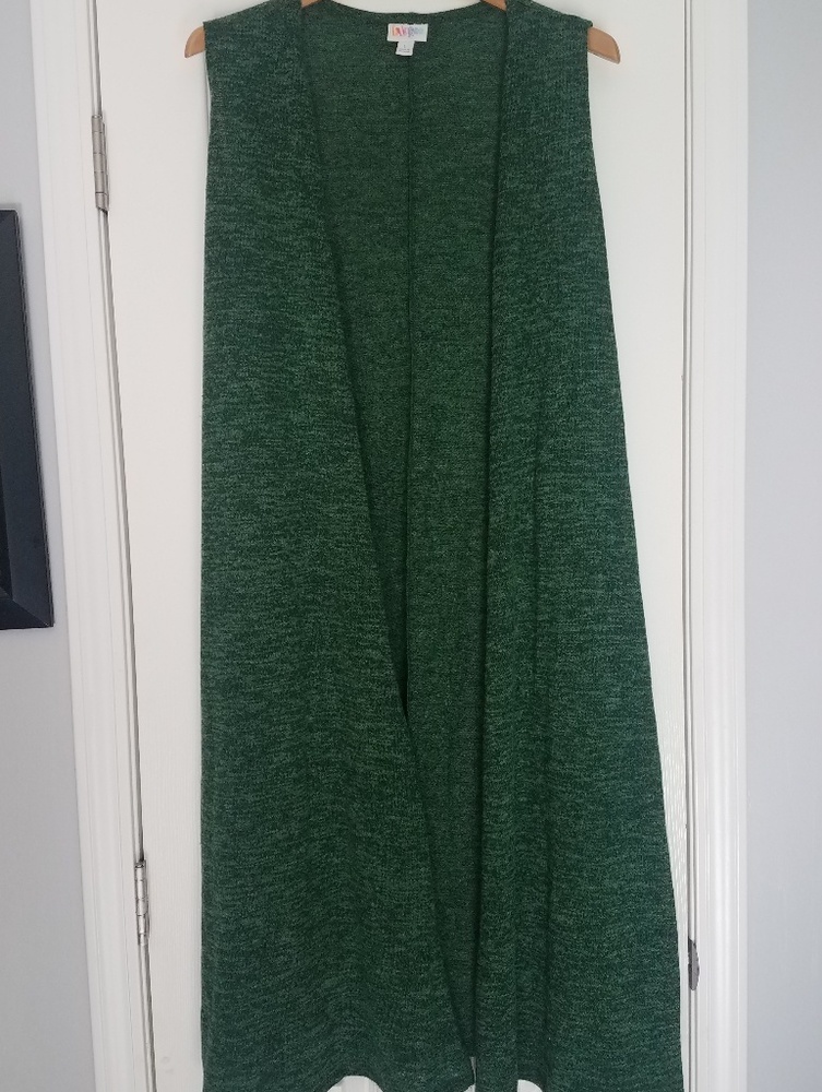 LulaRoe green sleeveless cardigan  Size  L
